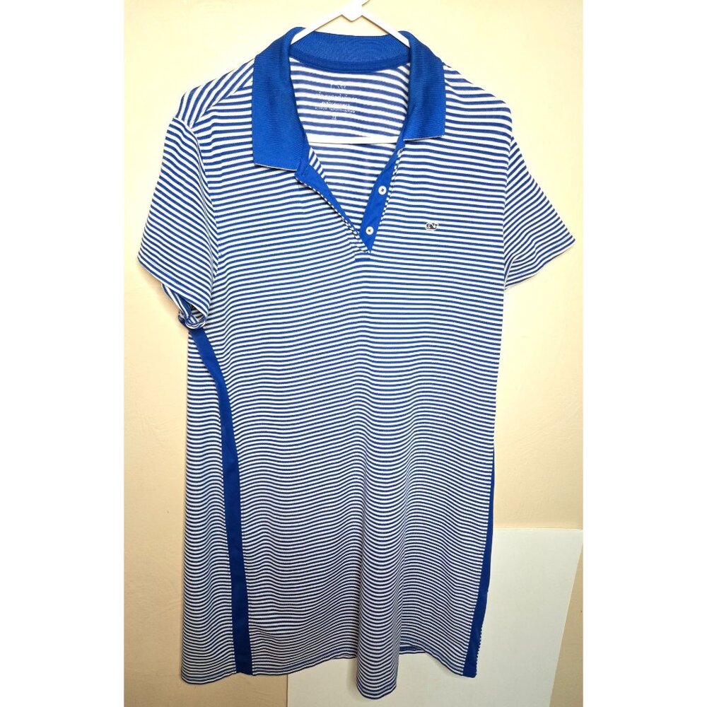Vineyard Vines Feeder Stripe Performance Pique Fabric Polo Shirt Dress Size XL